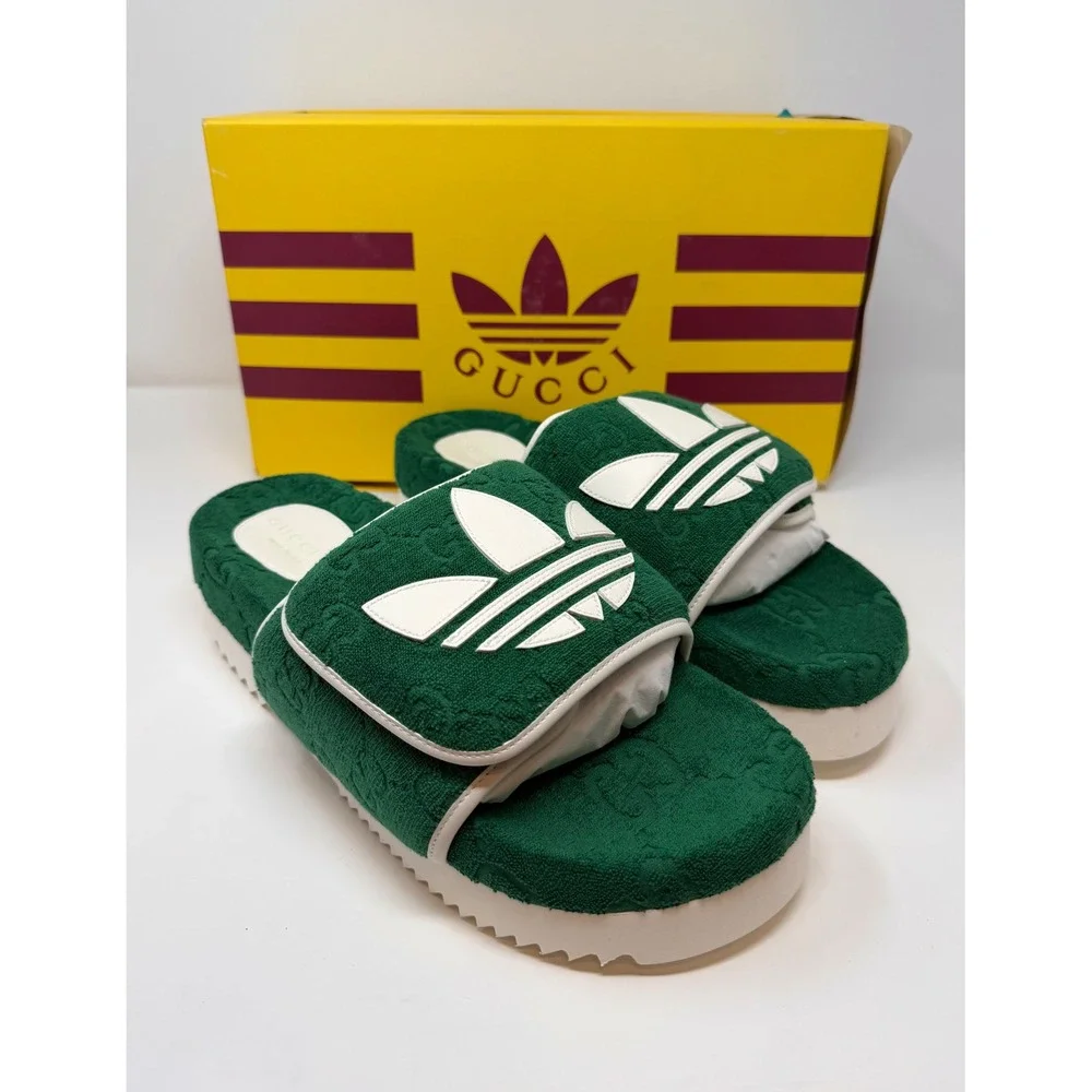 Gucci X Adidas GG Platform Sandal Green Size 12 US 11 EU